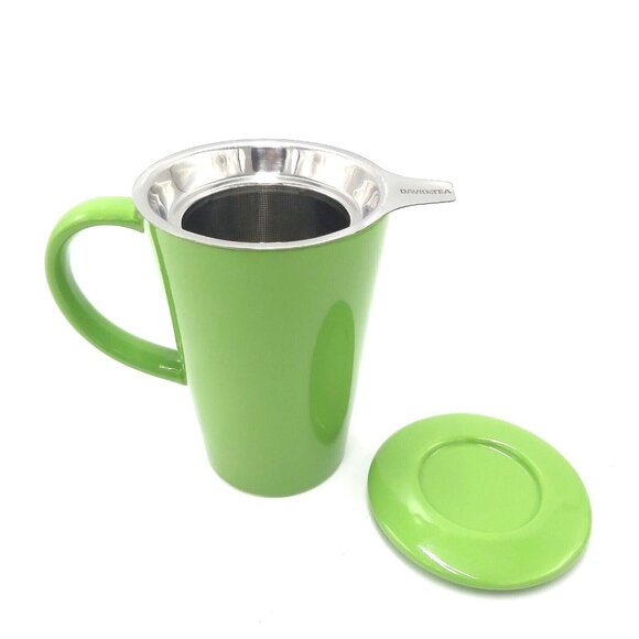 Davids Tea The Perfect Mug Ceramic Lime Green Includes Infuser and Lid - Picture 2 of 6